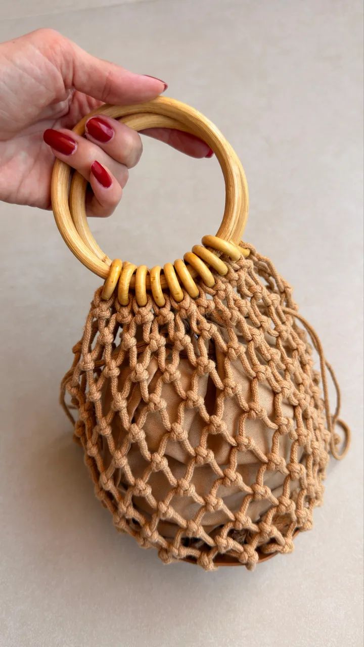 Bolsa macramê com forro 