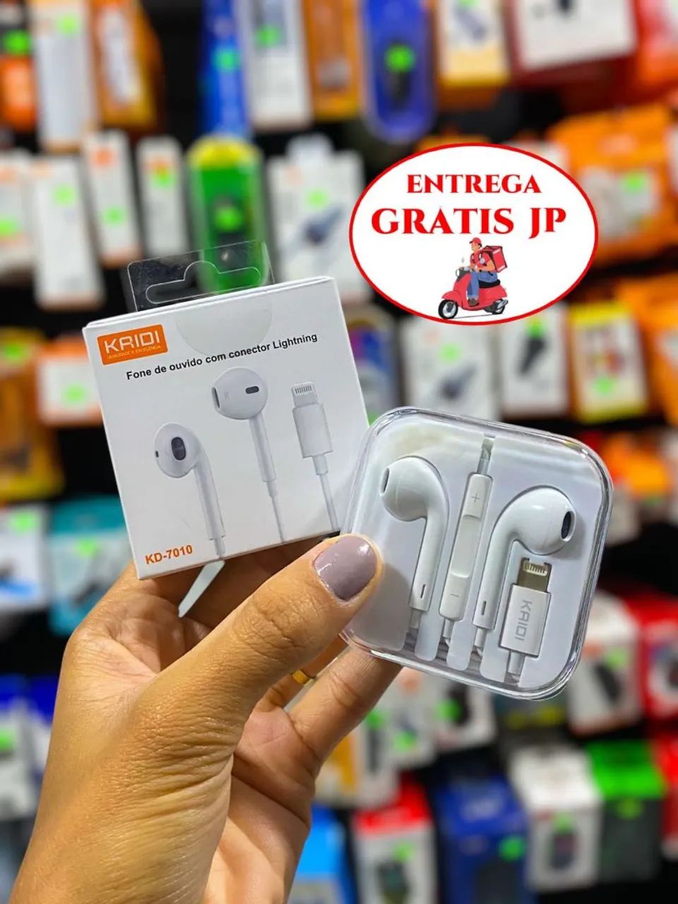 FONE DE OUVIDO COM ENTRADA LIGHTNING KAIDI KD-7010