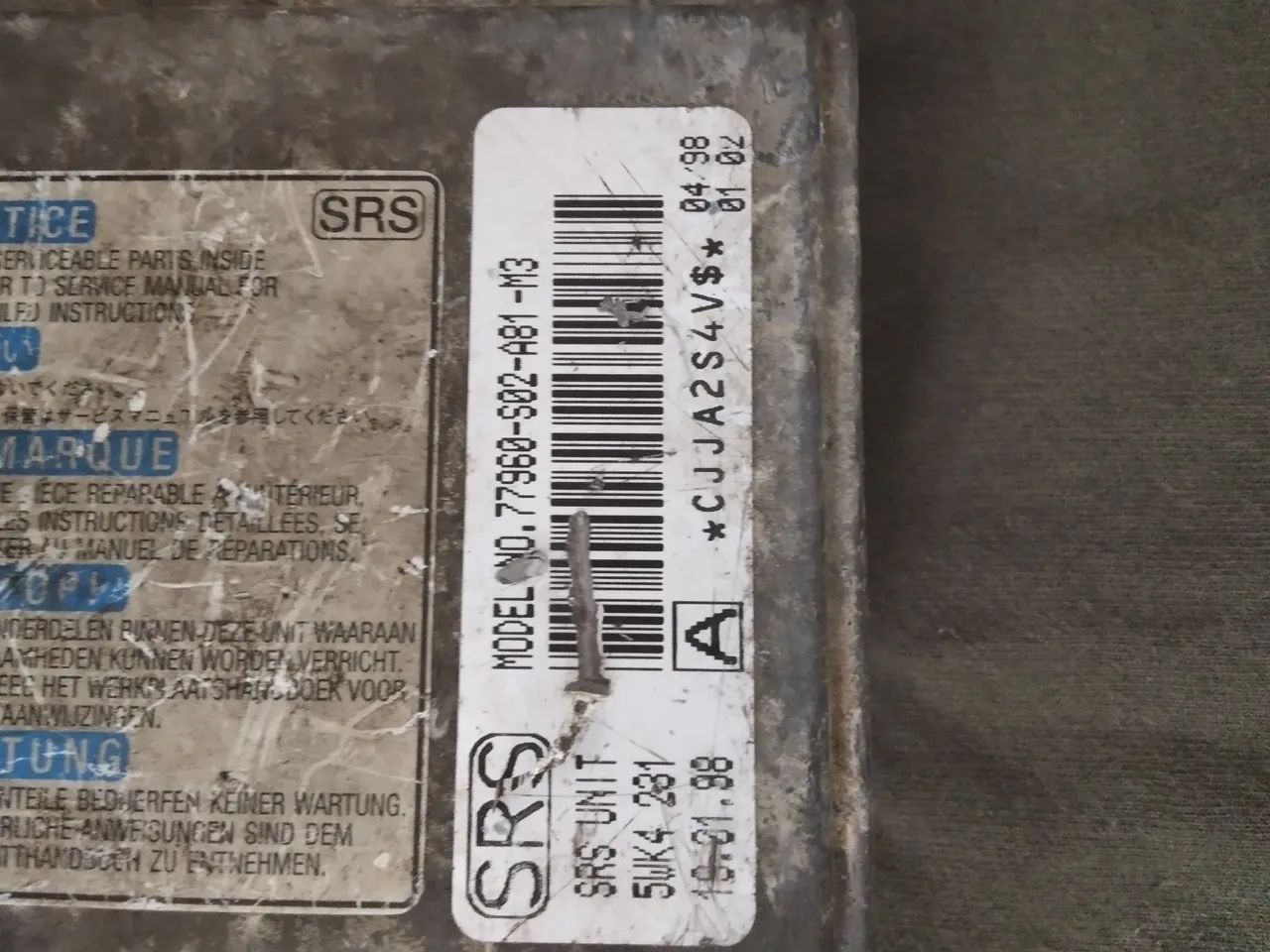 Modulo Air Bag Honda Civic 2000 Cod. 77960-s02-a81-m3 - Foto 2