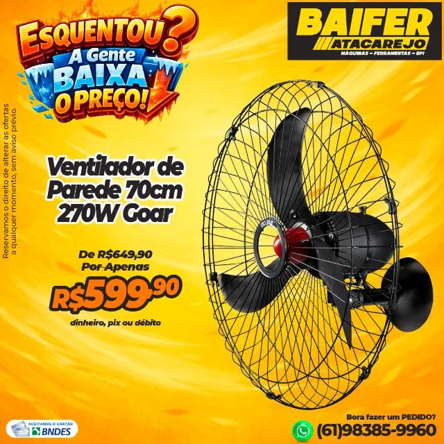 Ventilador de Parede 70cm Goar
