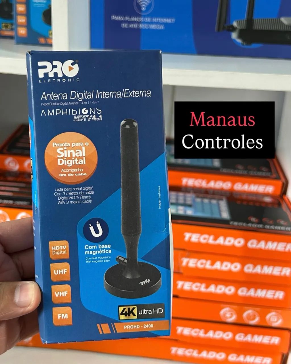 Antena Digital para TV Pro Eletrônic 3 Metros de Cabo 