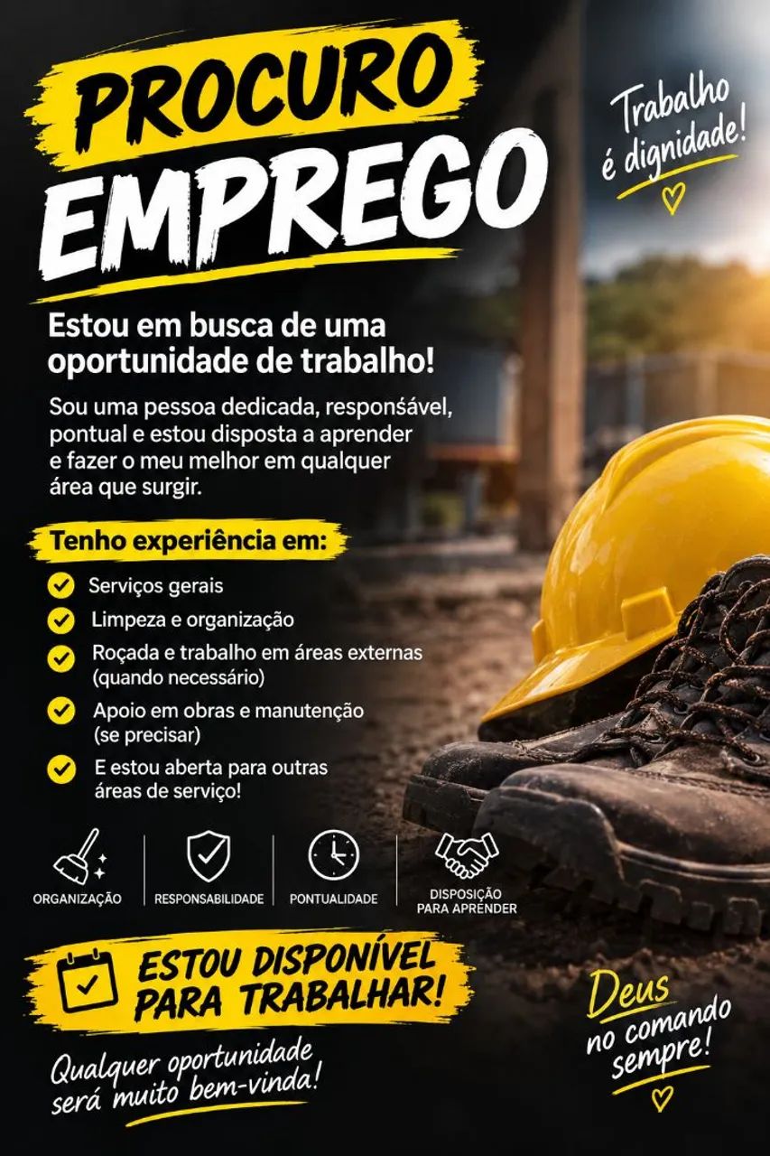 Estou disponível para trabalhar 