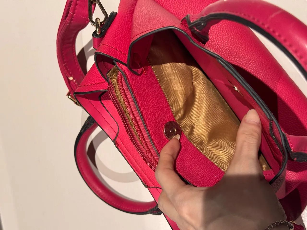 Bolsa rosa pavão de couro  - Foto 5