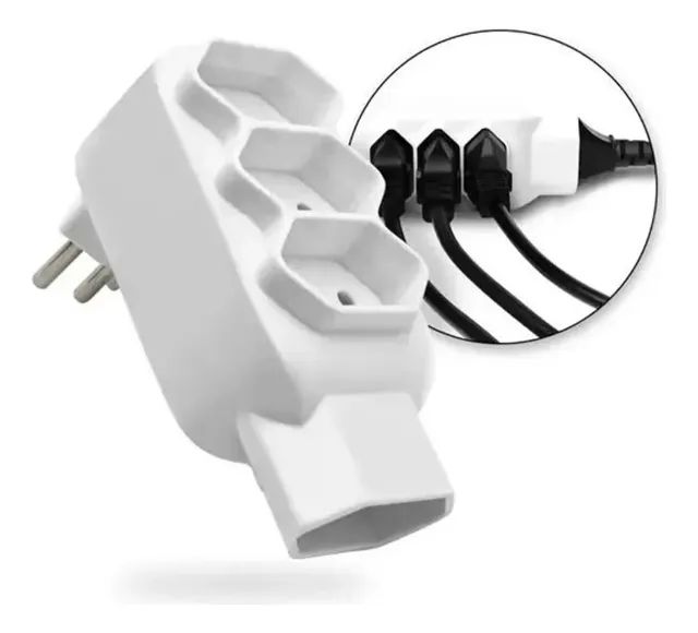 Tomada Benjamin E Adaptador 4 Tomadas 3 Pinos Tripolares