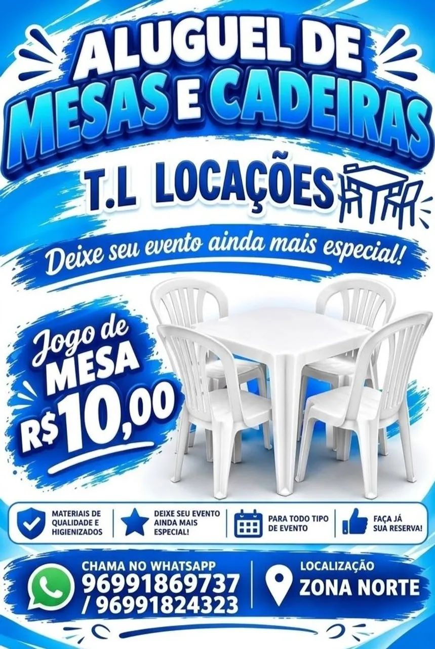 Mesas e cadeiras 
