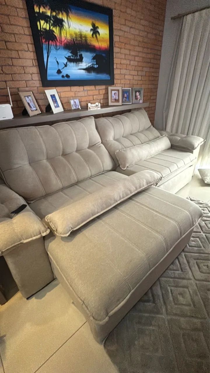 Sofá retrátil e reclinável 2,90 (usado/home63) - Foto 2