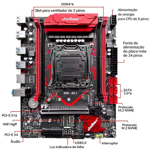 Kit Placa mãe e processador 2680v4 com TPM 2.0 incluso - Foto 4