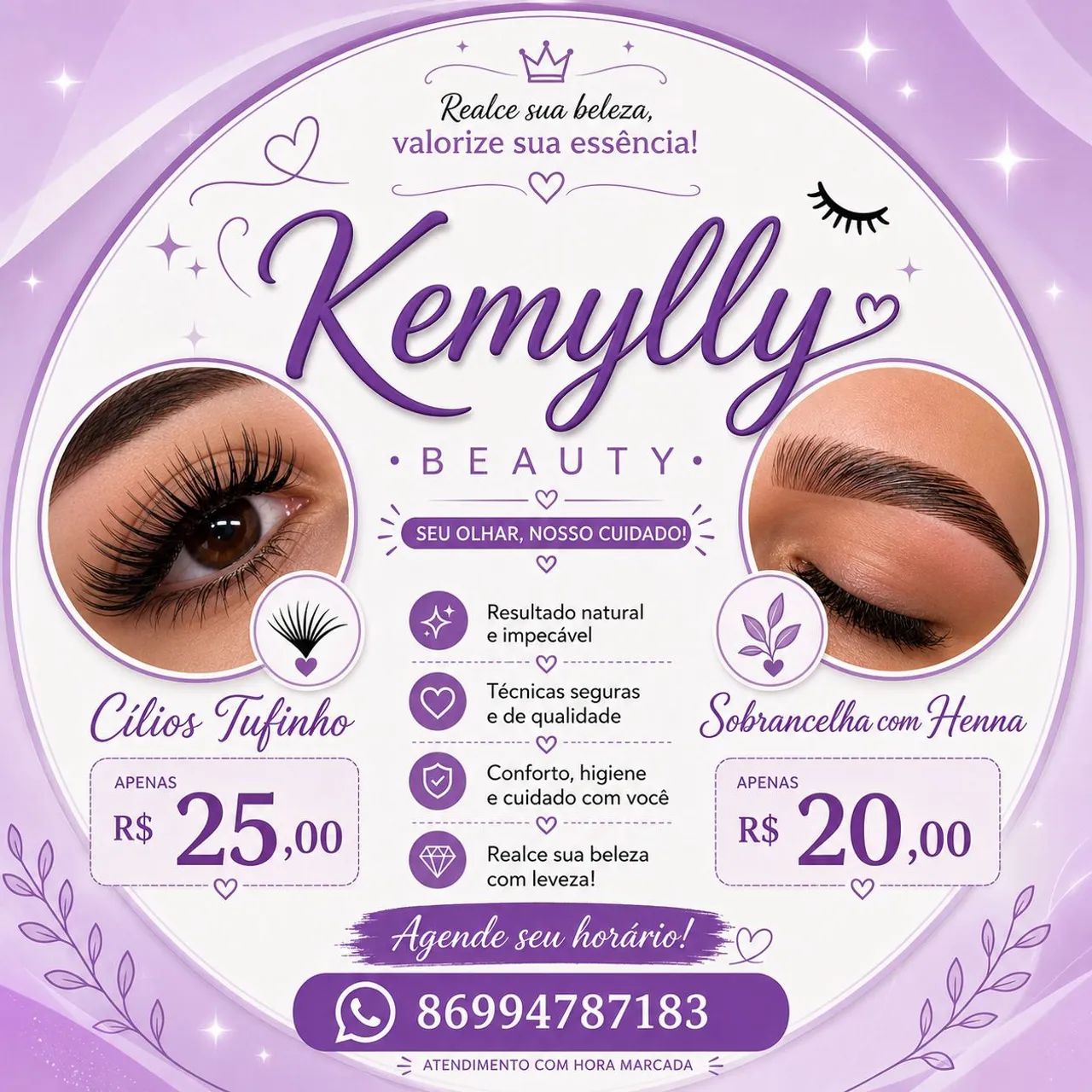 Cílios tufinho e sobrancelha com Henna