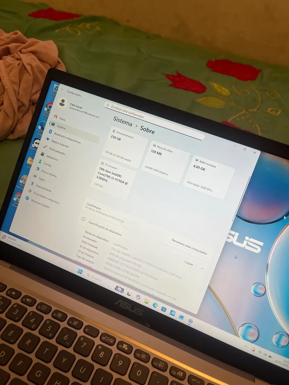 Notebook ASUS VivoBook i3 11ª Geração | SSD 256GB | Windows 11 | Excelente 