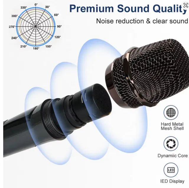 Microfone sem fio 2 canais uhf profissional  - Foto 4