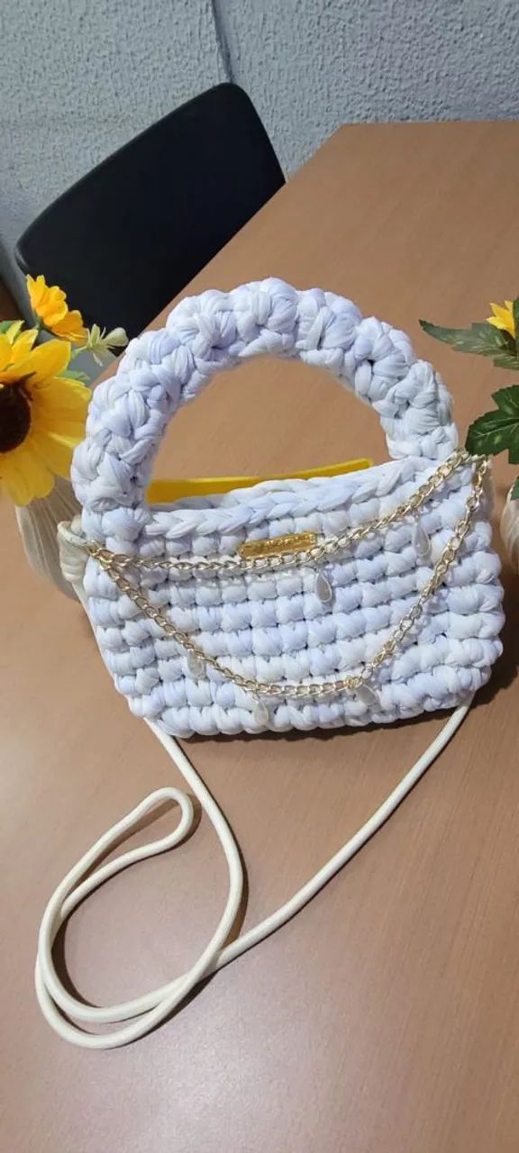 Bolsa de crochê de ombro  - Foto 3
