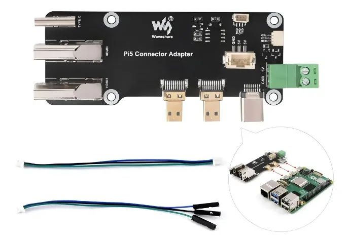  Adaptador WaveShare Raspberry Pi 5/4B Micro HDMI para HDMI 4K