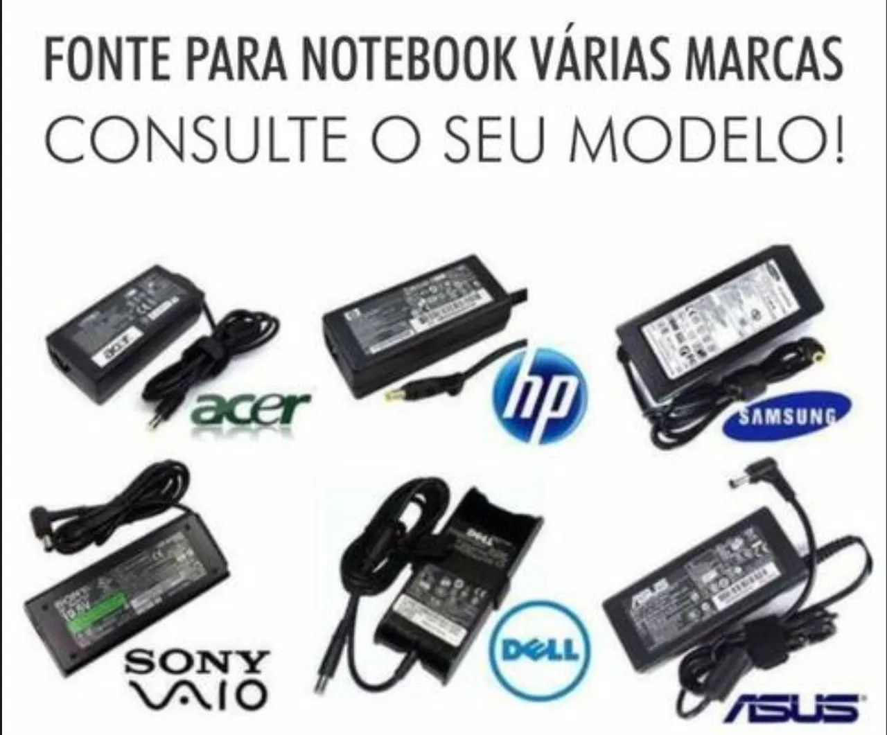 Fonte para notebook para varias marcas novos com garantia 