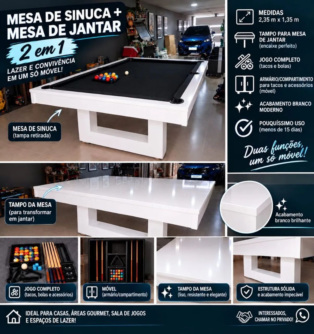 Mesa de sinuca 2 em 1