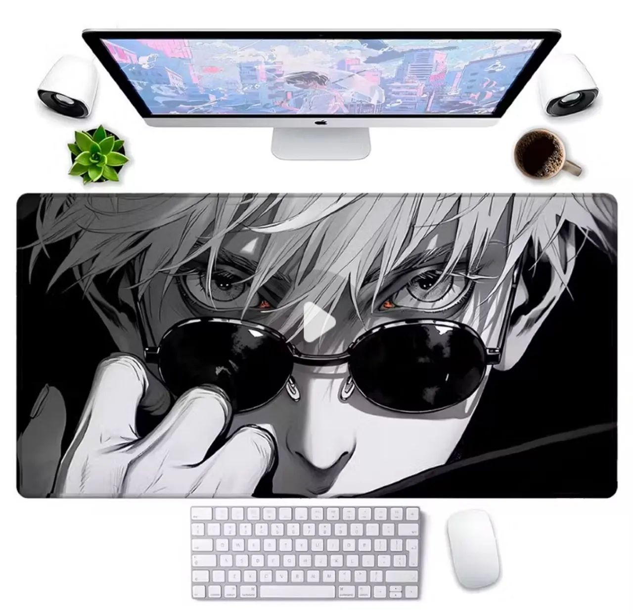 Mousepad Gojo preto e Branco 70x35cm speed p/desktop  - Foto 5