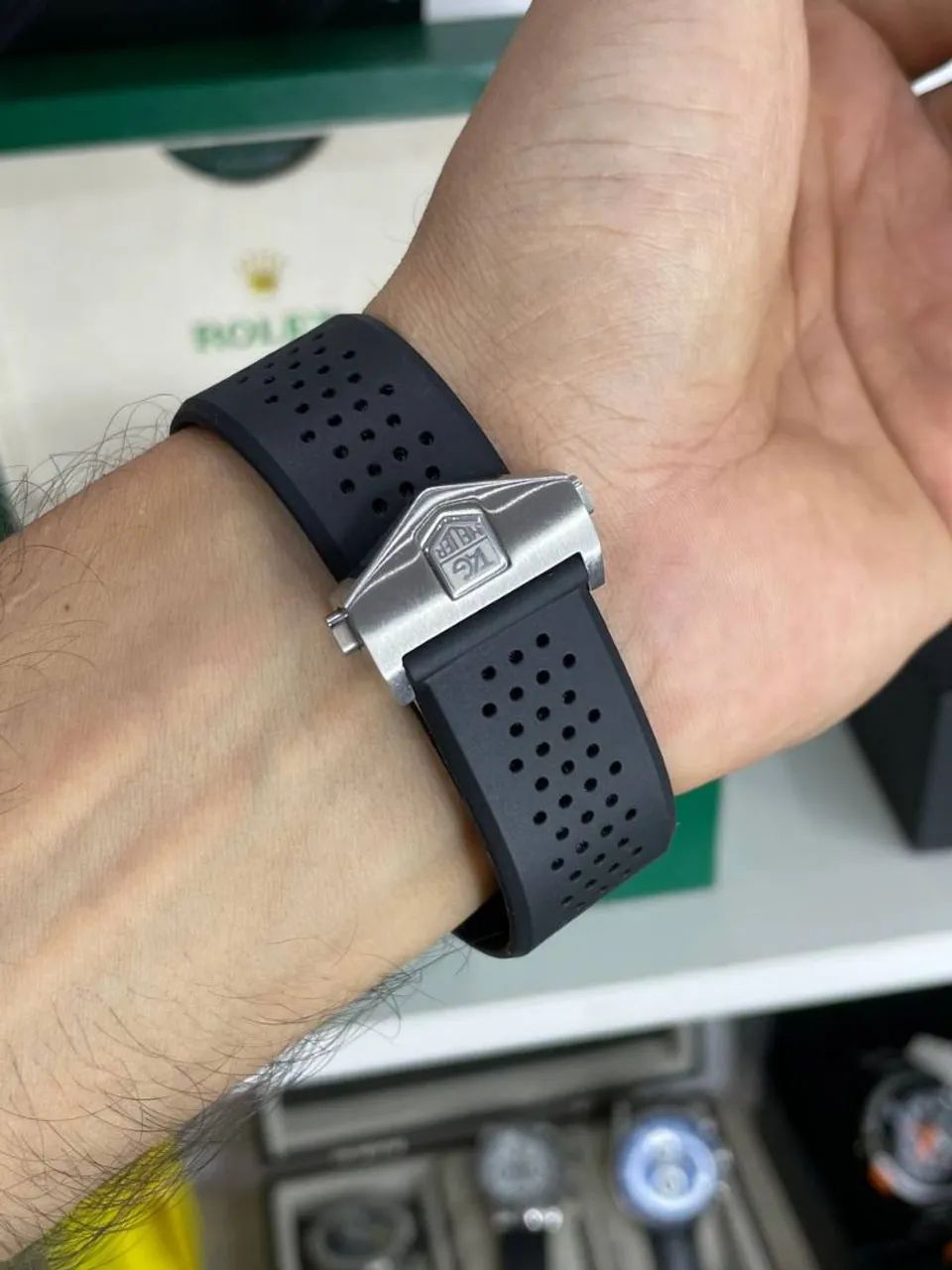 Relógio Automático TAG H fundo de vidro pulseira em silicone - Foto 4