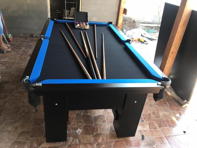 Mesa de Redinha | Mesa Preta | Tecido Preto | Borda Azul | Modelo: JNZB2740