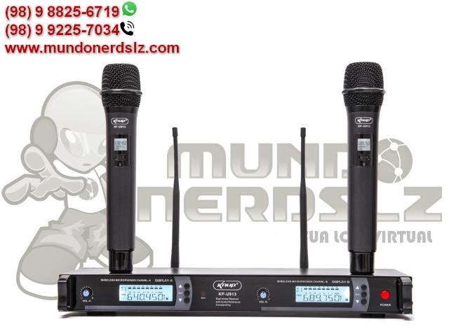 Kit Dois Microfone sem Fio UHF com Base Receptora Knup KP-U913 em São Luís MA
