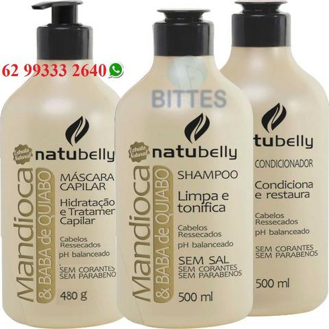 Mandioca e Baba de Quiabo Natubelly Cosméticos Reconstrução Hidratação Cauterização Capila