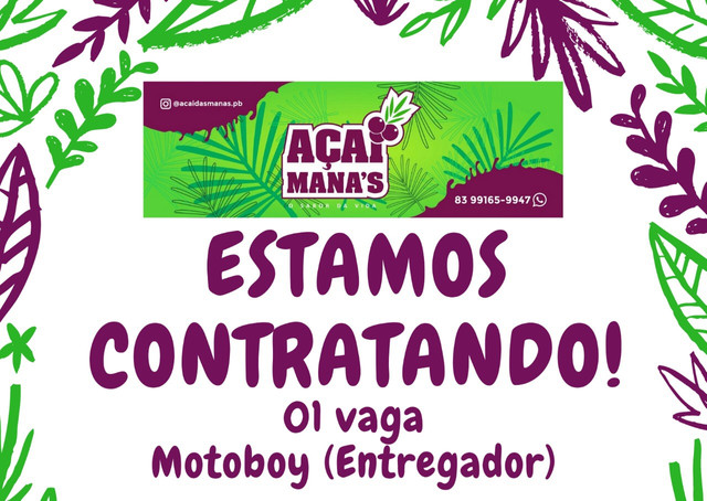 Vaga para Motoboy/ Enttegador