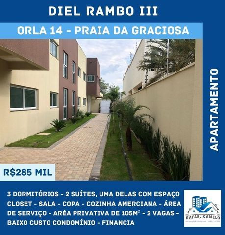 Apartamento - 3/4, Sendo 2 Suítes, Uma com Closet, 105m², 2 Vagas - Orla 14