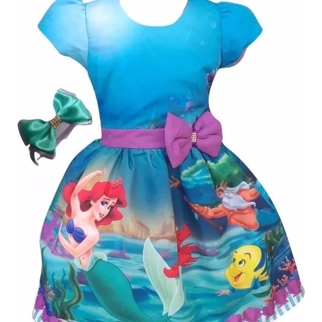 VESTIDO ARIEL LUXO - SEMINOVO - 6/8 ANOS