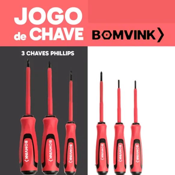 KIT CHAVES 6 CHAVES 3 PHILIPS / 3 FENDAS ISOLADAS BOMDER BOM-3110 - Foto 5