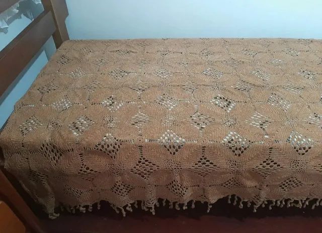 Colcha solteiro em crochê cor caramelo. Ideal para cama de solteiro padrão normal.  - Foto 6