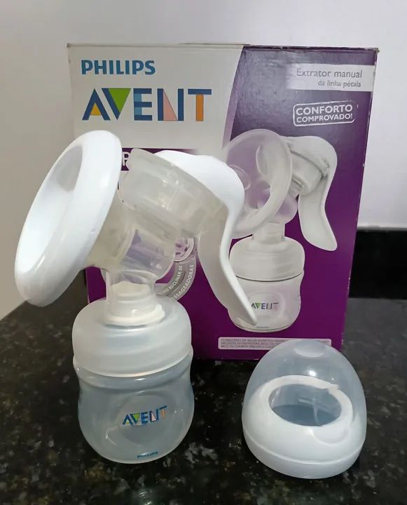 Extrator de Leite Manual Avent Pétala e Kit mamadeiras Evolution Lillo  - Foto 5