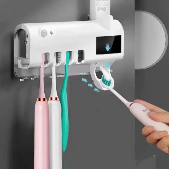 Suporte Para Escovas de Dentes e Pasta Automático e Esterilizado.
