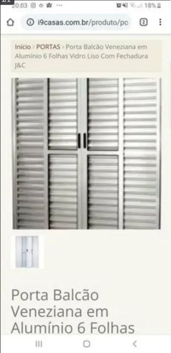 Porta Balcão 6 Folhas 2.10x2.00m alumínio brilhante 