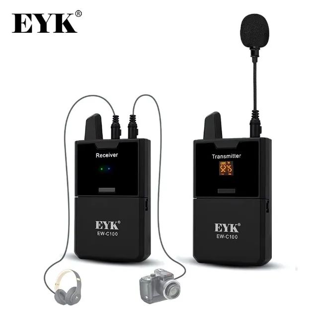 Microfone de Lapela Eyk uhf sem fio DSLR novo - Foto 2