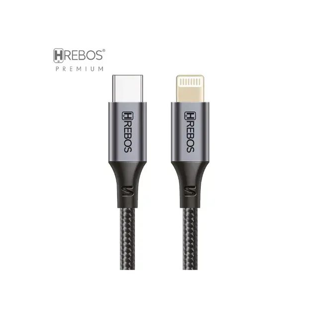 Cabo Auxiliar Hrebos USB-C para LIGHTNING - iphone, 27W, 1metro, Midnight 