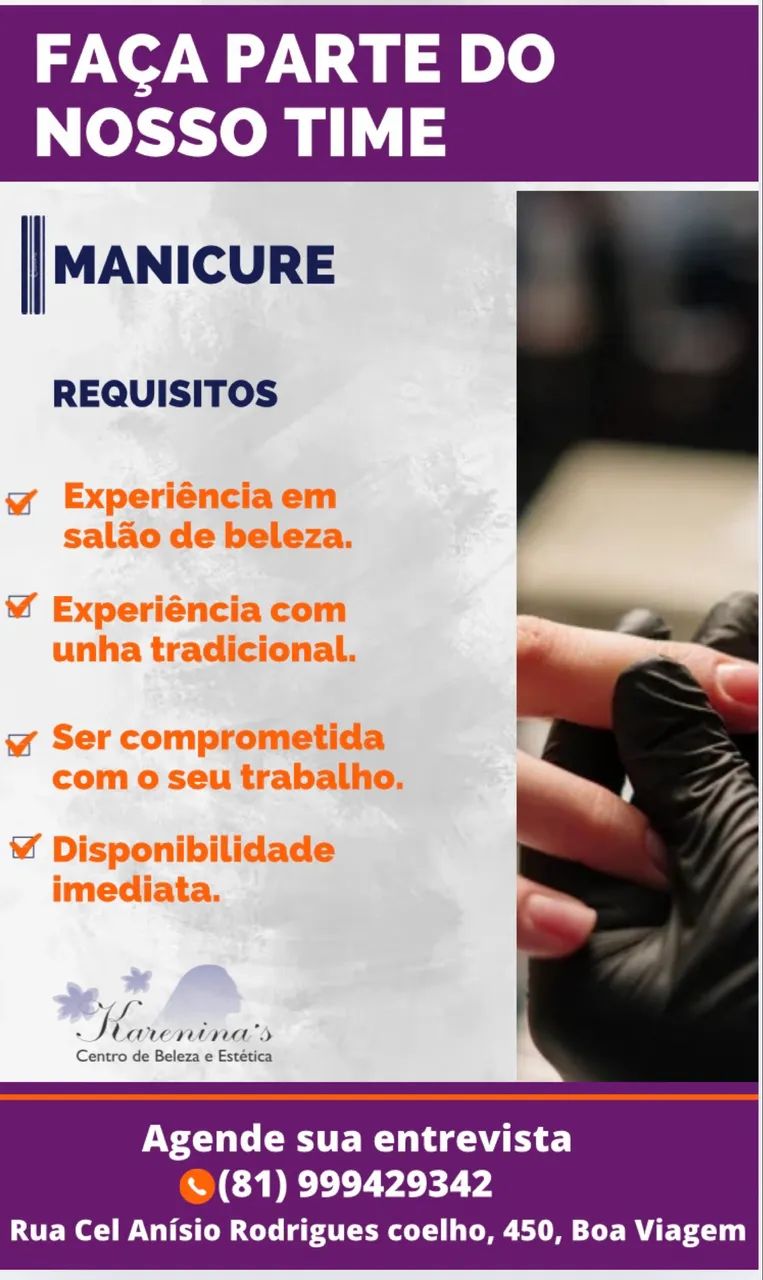 Contrata-se MANICURE