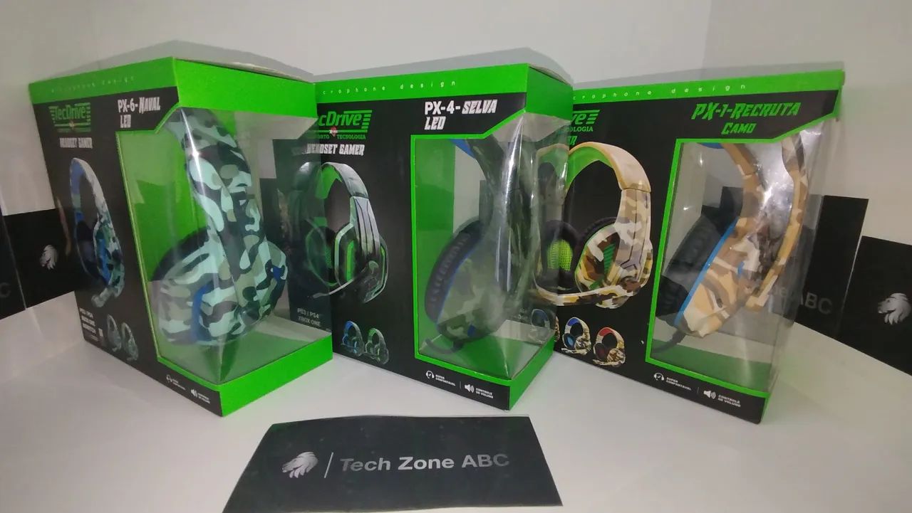 Fone headphone Gamer Camuflado, com LED  - Foto 4