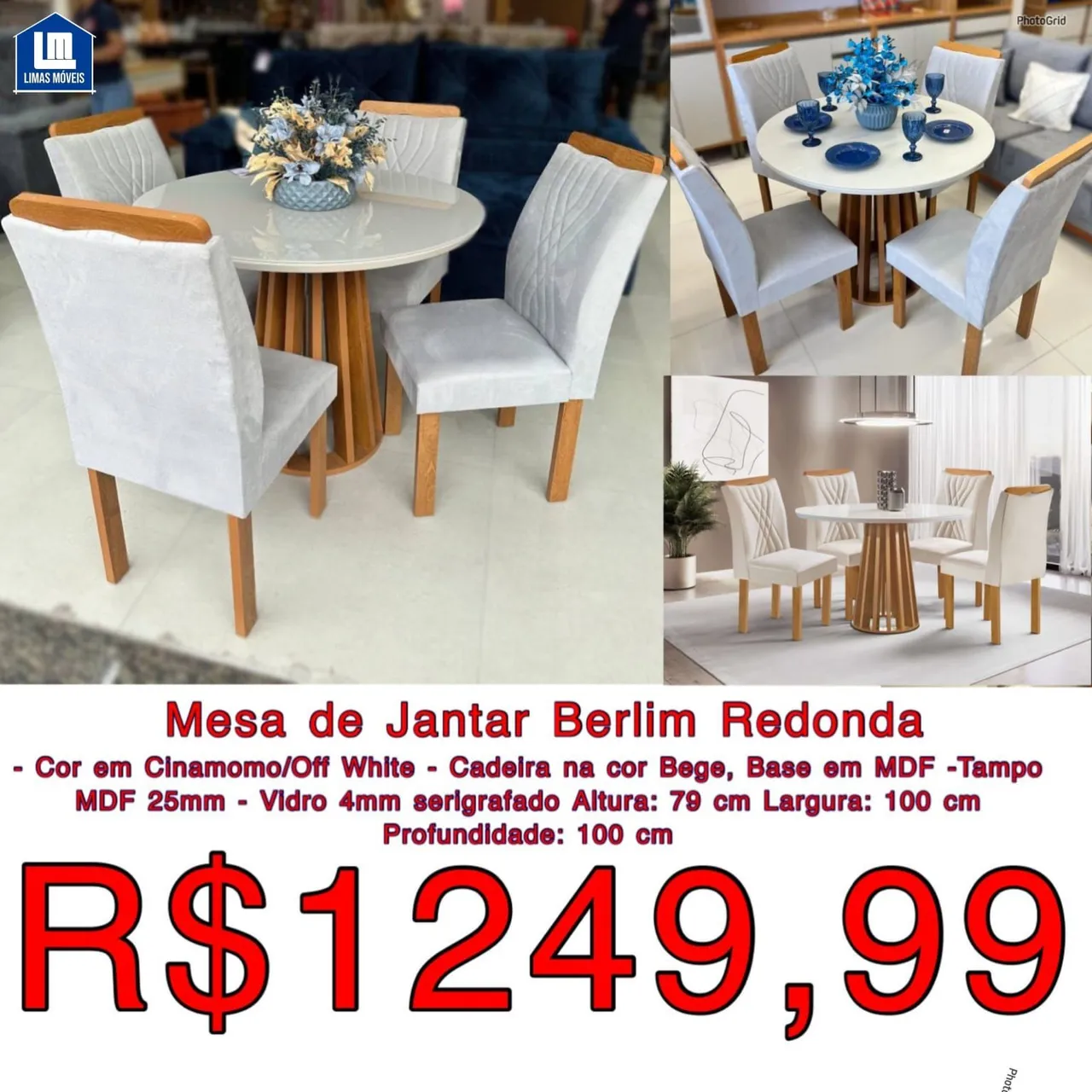 Mesa de Jantar Redonda entrega rápida