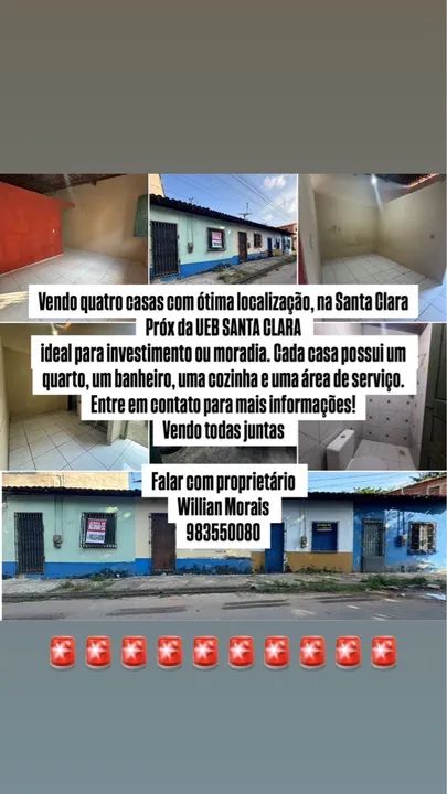4 Casas Próx UEB SANTA CLARA - Oportunidade!