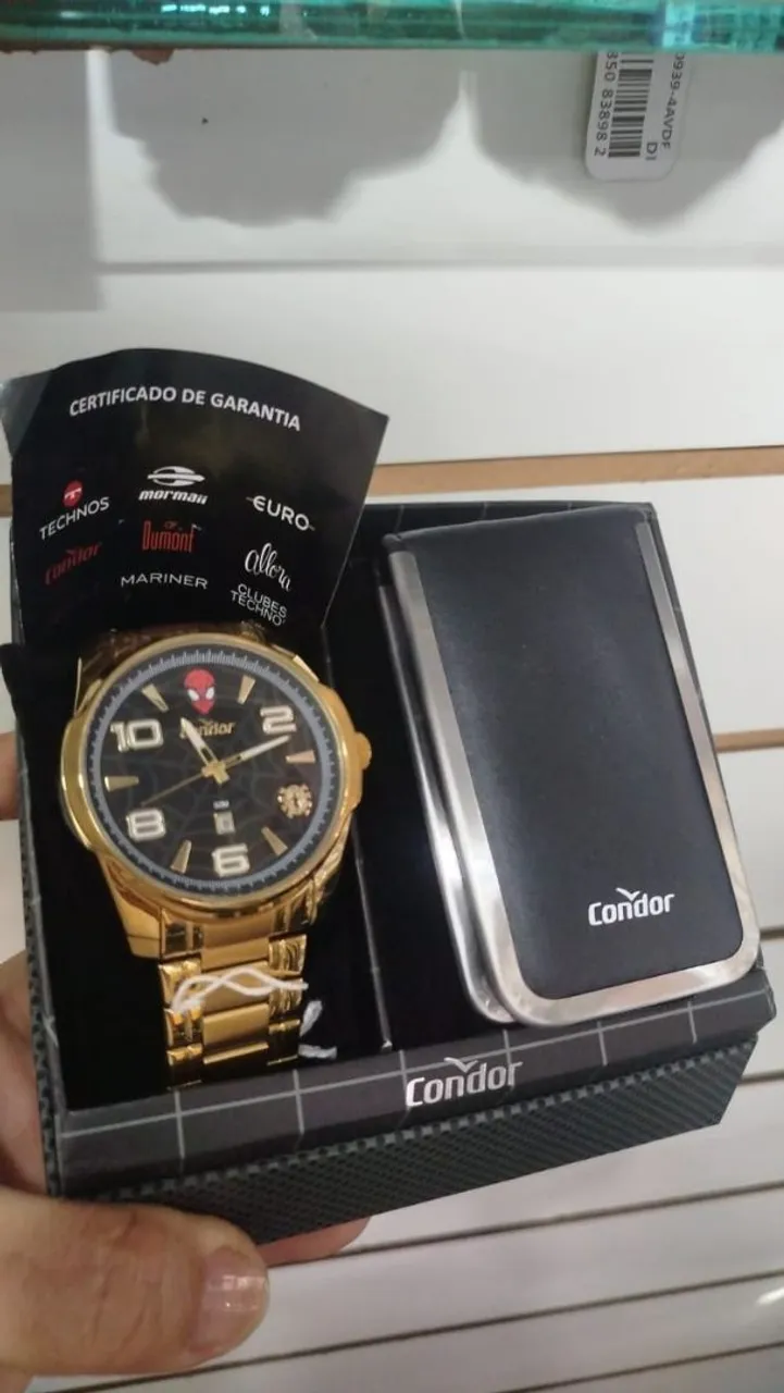 Relógio Condor Dourado com Detalhe Homem Aranha