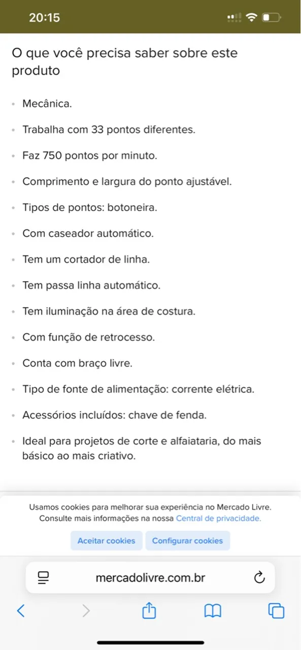Máquina de Costura Mecânica com 33 Pontos e Caseador