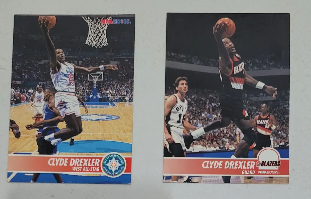 LOTE COM 5 Cards NBA Clyde Drexler - All Star, Portando Trail Blazers, Houston Rockets - Foto 2