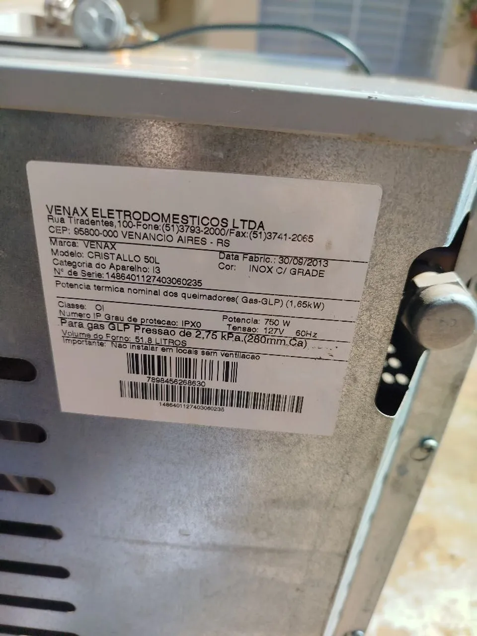 Forno a gás e elétrico cristalo 50lt inox em perfeito estado