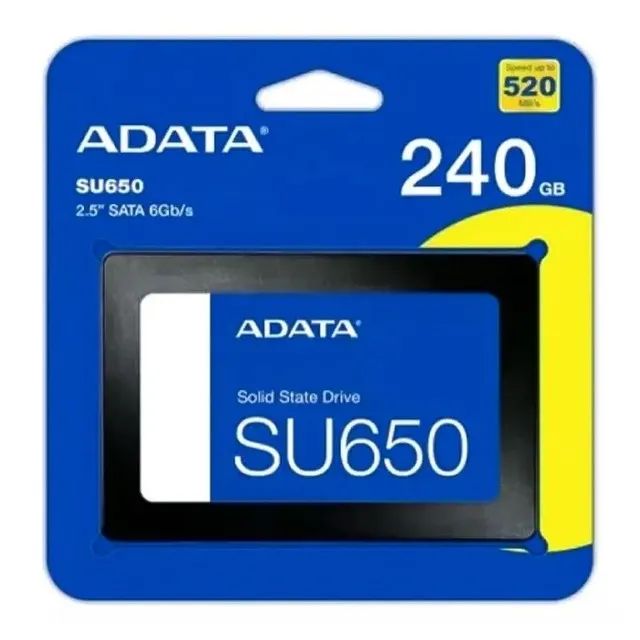 SSD 240GB Original Adata SU650, SATA III, 2.5, Leitura: 520MB/s e Gravação: 450MB/s