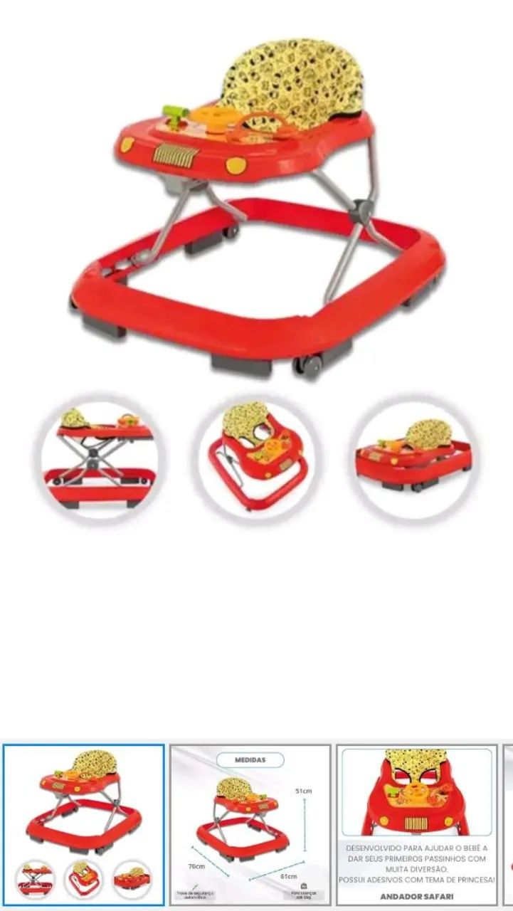 Andador de Bebê Infantil com Som e Brinquedos - Tutti Baby - Foto 2