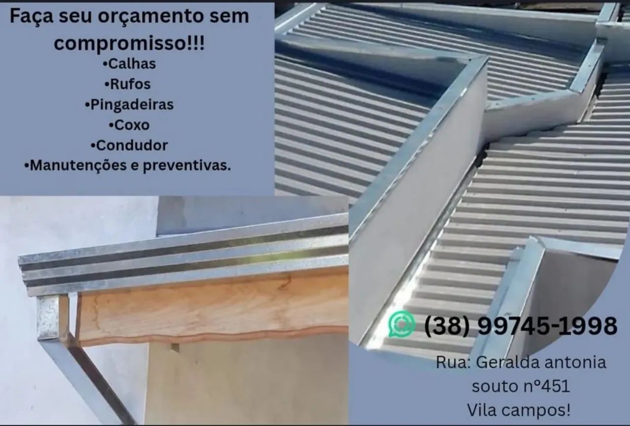 Calhas ,rufos pingadeiras coxo condutor e manutenção 