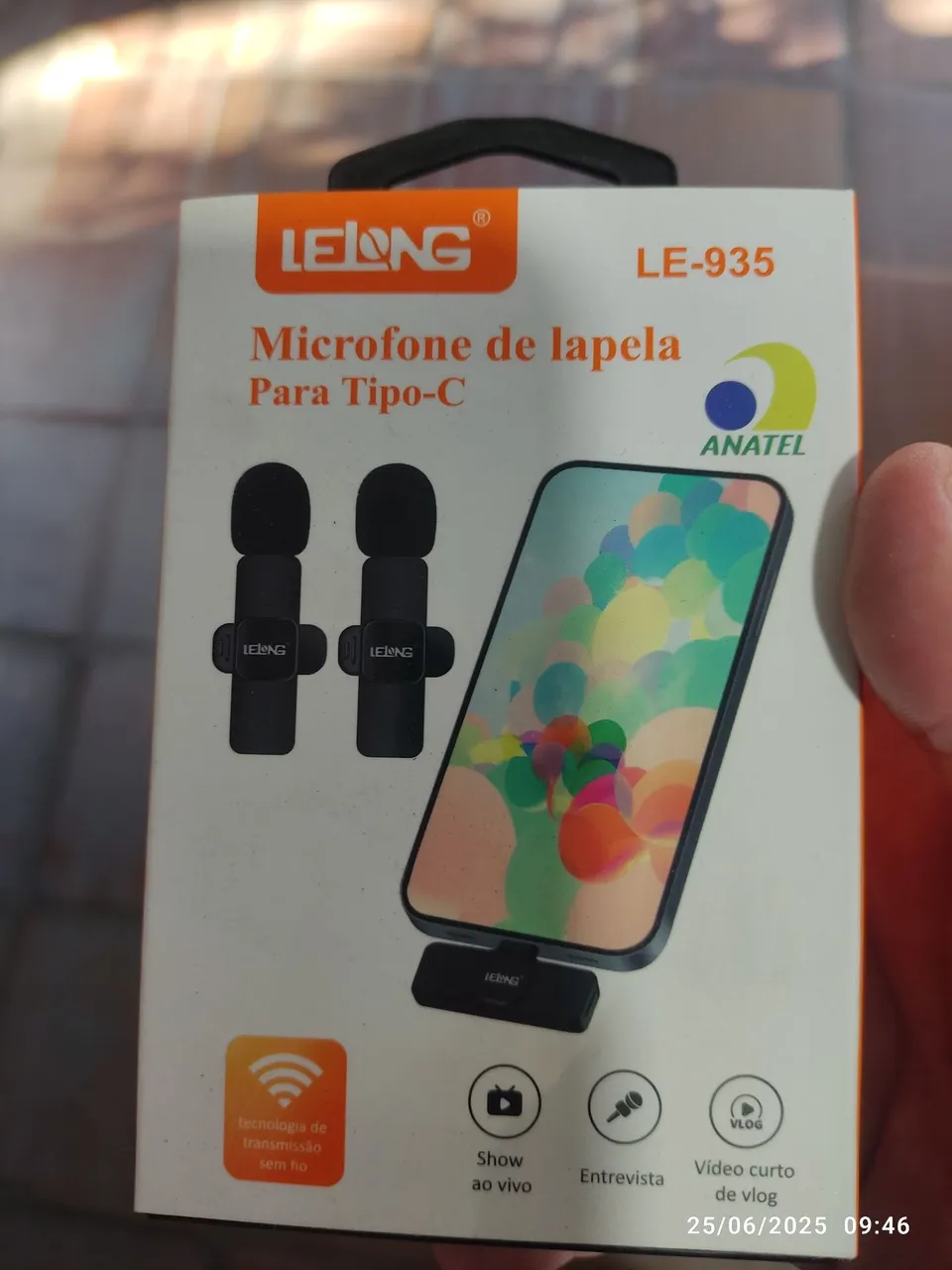 Microfone de Lapela LeLong LE-935 para Celulares Tipo C