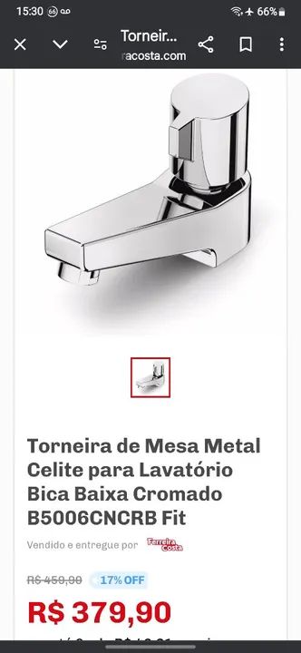 Torneira Monocomando Fit Celite Metal Cromada * Lavatorio/  Mesa Baixa - Foto 6