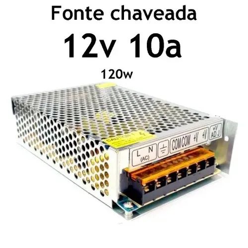 Fonte Chaveada 12v 10a 120w Bivolt Câmera Fita LED
