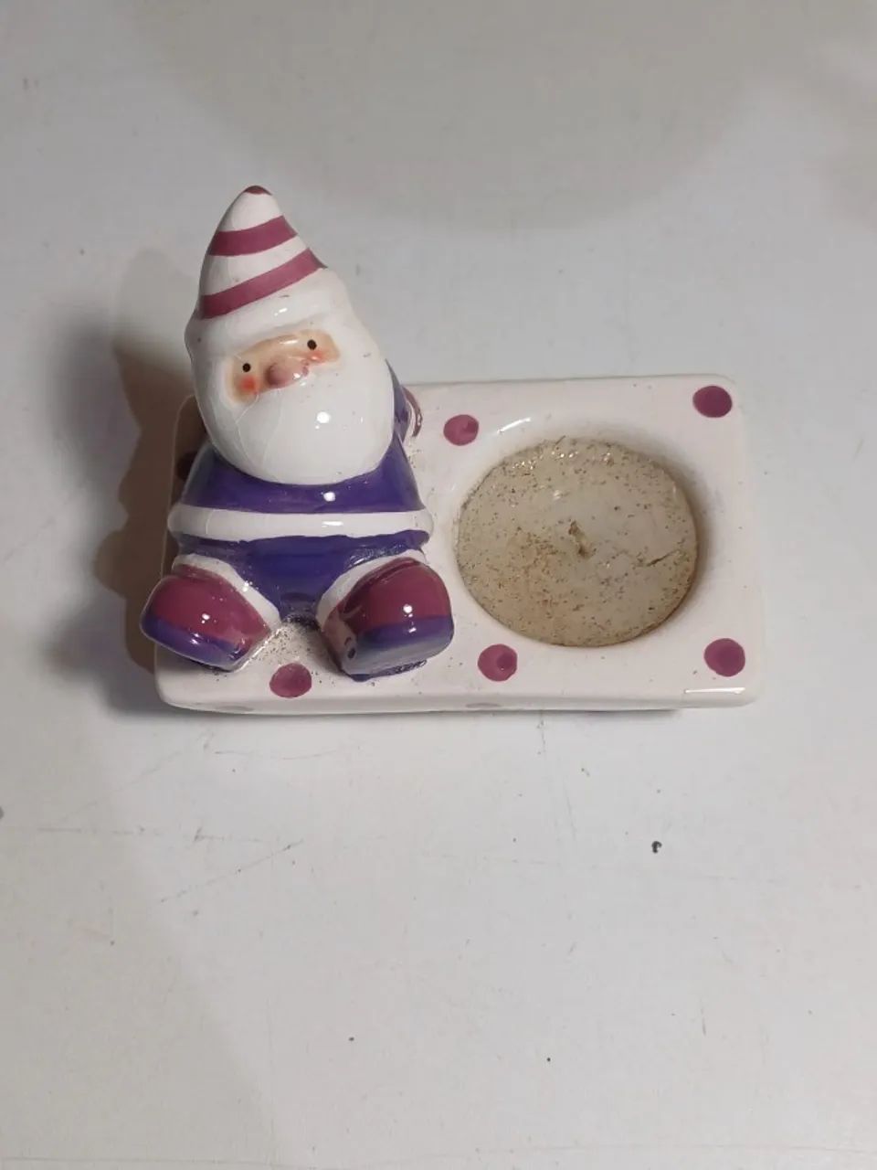 Castiçal Papai Noel em porcelana gracioso  - Foto 2