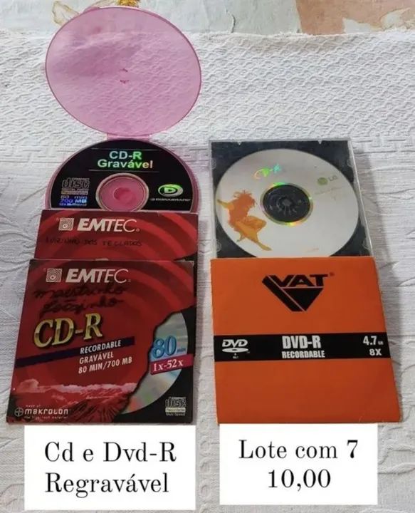 Lote de fitas VHS,cassete CD-R novos e usados 