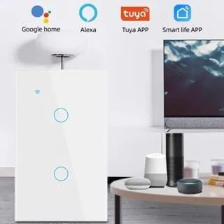 Interruptor Inteligente WiFi Touch 2 Botões Compatível com VOZ 